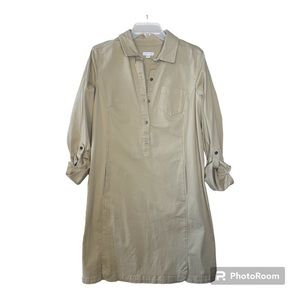 J. JILL Live In Chino Popover Shirt Dress, Khaki, Size 10